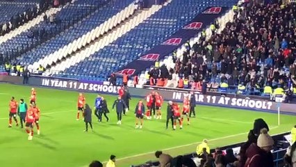 Luton players at Huddersfield