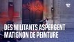 Des militants écologistes aspergent Matignon de peinture orange