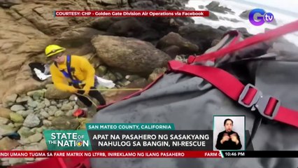 Apat na pasahero ng sasakyang nahulog sa bangin, ni-rescue | SONA