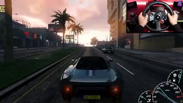 Jaguar XJ-220 | GTA V | Glitch - Logitech G29 gameplay