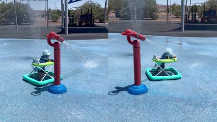 Baby boy's hilarious splash pad incident is a guaranteed mood-booster