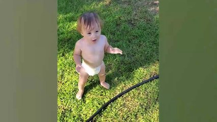 Funny Babies Playing With Water - Baby Outdoor Videos