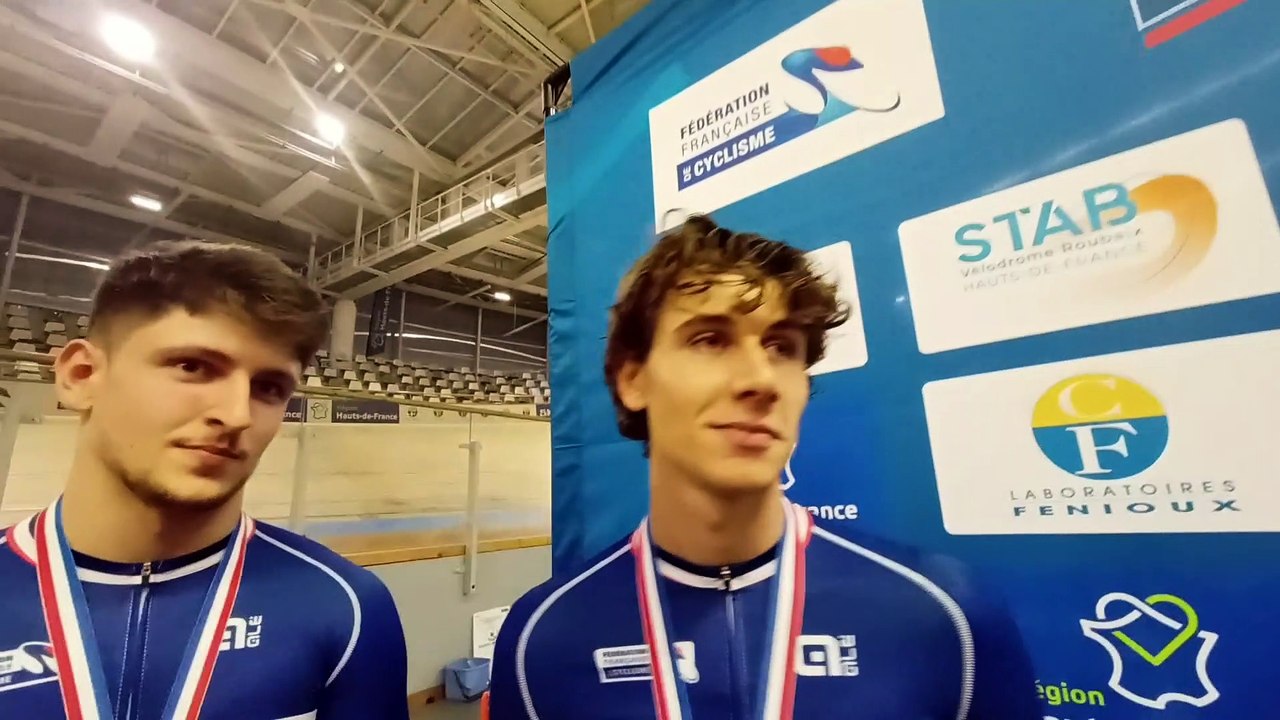 Piste - Championnats de France - Roubaix 2023 - Le Comité des Hauts-de-France champion de France, Clément Cordenos, Thomas Boudat, Thomas Denis, Valentin Tabellion et Théo Bracke