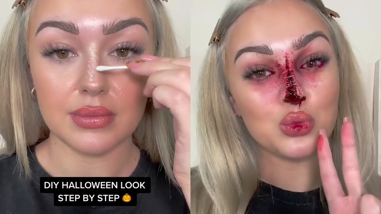 SFX artist urges people to get WOUNDED noses ahead of Halloween *REALISTIC MAKEUP!*