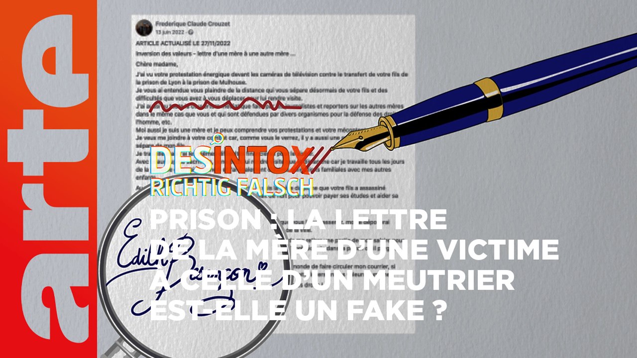 Prison : la lettre d’une mère à une autre mère est-elle un fake ? | 04/01/2023 | Désintox | ARTE