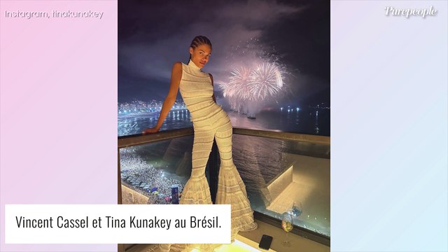 Vincent Cassel et Tina Kunakey : Des amoureux très tactiles et assortis en blanc, pour leur Nouvel An caliente au Brésil !