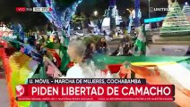 Mujeres encabezan las marchas en La Paz y Santa Cruz exigiendo la liberación de Camacho