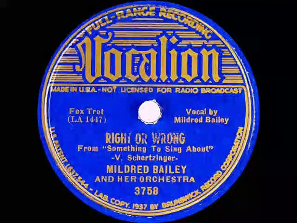 1937 Mildred Bailey & Her Orchestra - Right Or Wrong
