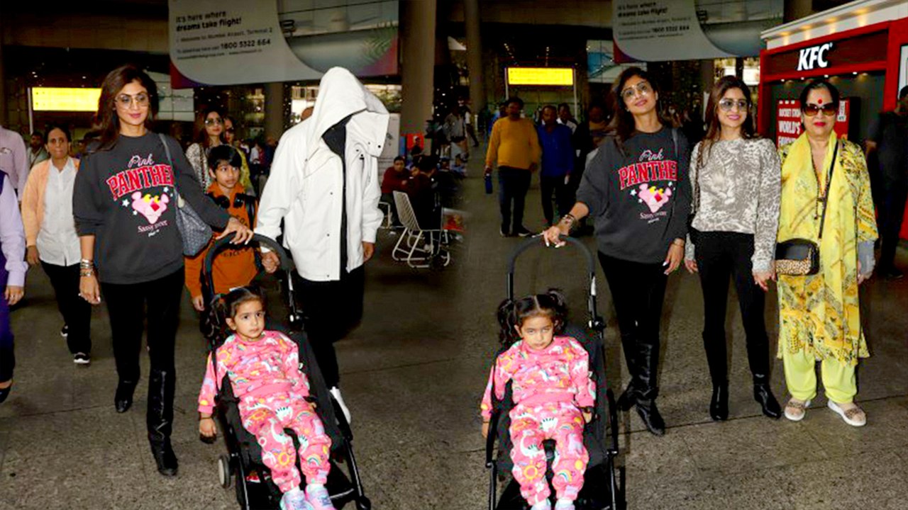 वेकेशन मनाने के बाद मुंबई लौटे शिल्पा शेट्टी और राज कुंद्रा परिवार के साथ