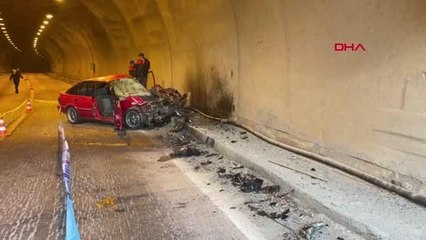 OTOMOBİL TÜNELDE TIR İLE ÇARPIŞTI 1 ÖLÜ, 2 YARALI