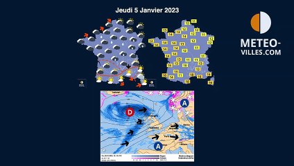 prévisions météo villes du jeudi 5 janvier 2023