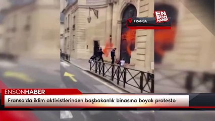 Fransa'da iklim aktivistlerinden başbakanlık binasına boyalı protesto