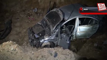 Kilis'te polis memurunun kullandığı araç şarampole uçtu