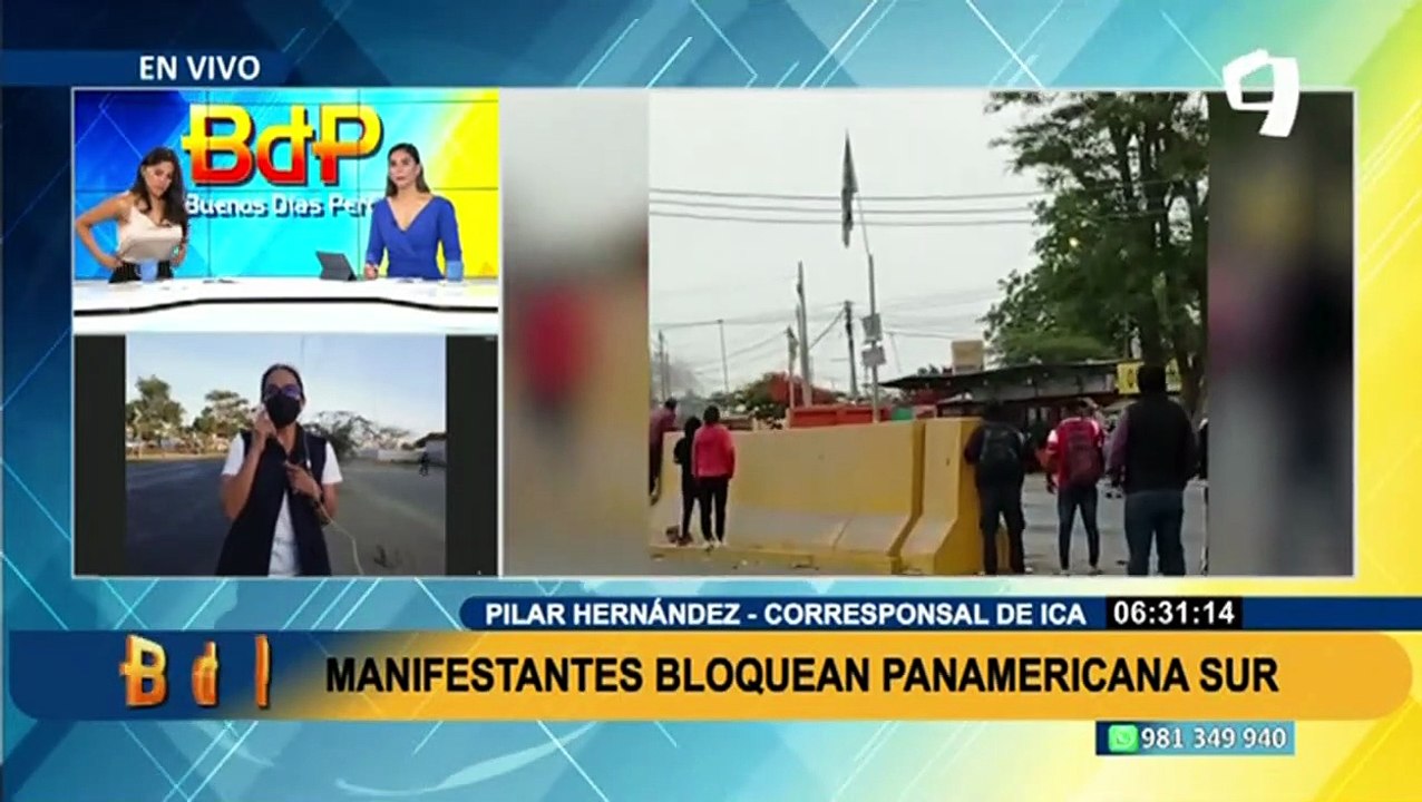 Paro en Ica: manifestantes bloquean con palos y piedras varios tramos de la Panamericana Sur