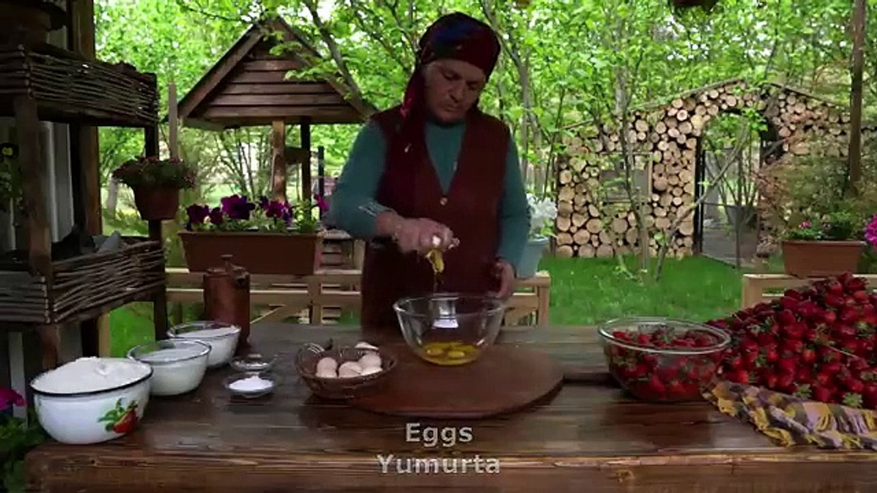 Making Fresh Strawberry Jam and Cake in the Vil...