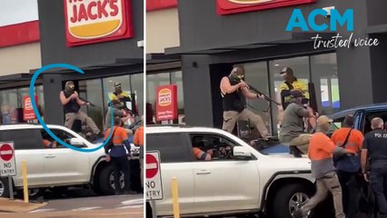 Heavily armed cops swarm Hungry Jack's drive thru for dramatic undercover bust in Darwin