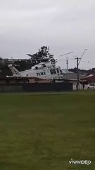 Toll rescue helicopter flying to Liverpool hospital after a crash at Unanderra. Video by Dan Rowlands.