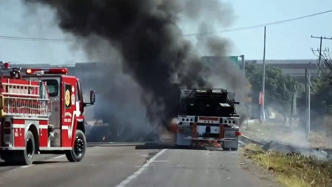 Vehicle in flames as son of Mexico drug kingpin 'El Chapo' arrested