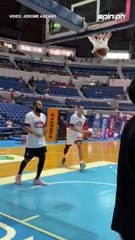 Stanley Pringle, Japeth Aguilar, and Von Pessumal are the early birds on the Ginebra side of the court  #PBAFinals