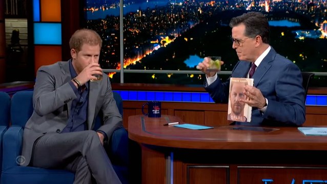 Prince Harry downs tequila shots on The Late Show with Stephen Colbert