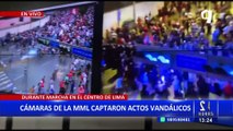 Cercado de Lima: cámaras de seguridad captan actos vandálicos por parte de manifestantes