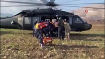 Ayağını tarım aracına kaptıran genç için helikopter havalandı
