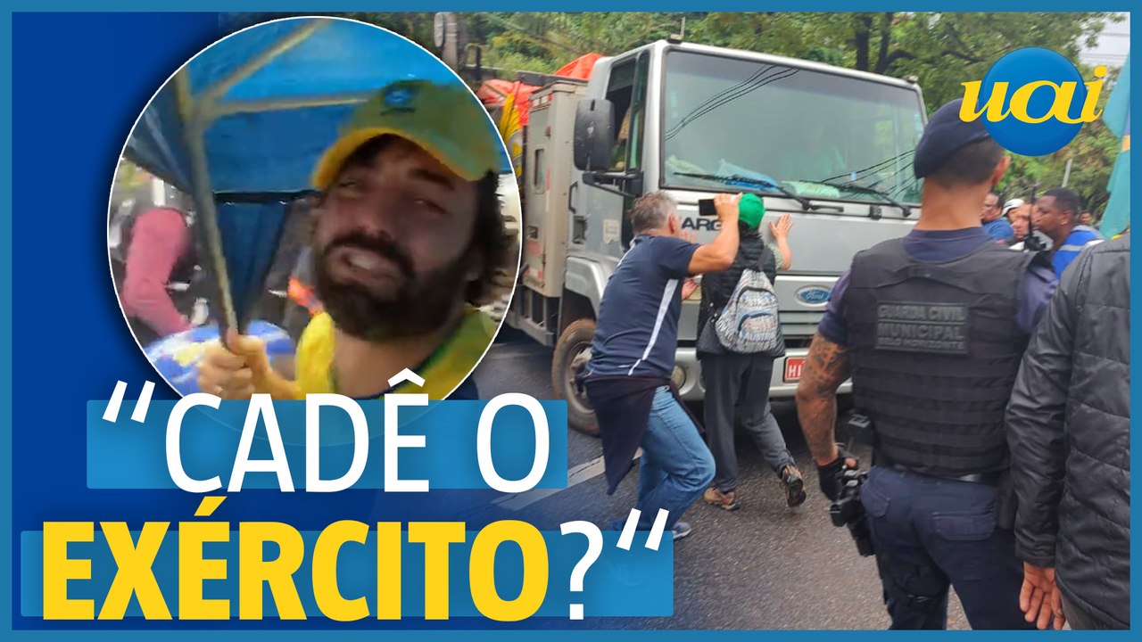 Bolsonarista chora com retirada de barracas na Raja em BH