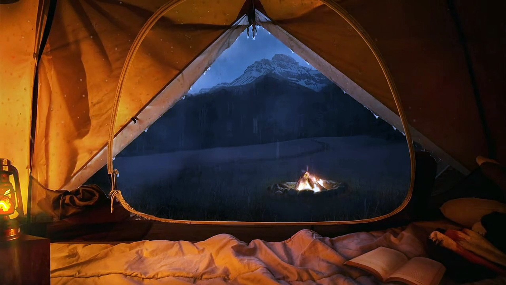 ⁣Rain On Tent with Campfire | Relaxing Rain Sounds for Sleeping 1 Hour_HD
