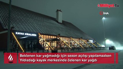 Kayak merkezinde özlenen kar yağdı