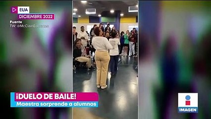 Maestra sorprende a alumnos en duelo de baile