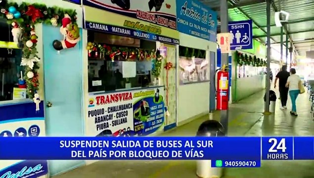Suspenden salida de buses al sur del país por bloqueos de vías debido a protestas