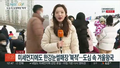 미세먼지에도 포기 못 하는 눈썰매…한강에서 '씽씽'