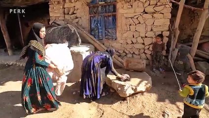 Grinding wild Pistachios & Make a Hearty Meal  Villagers in Iran