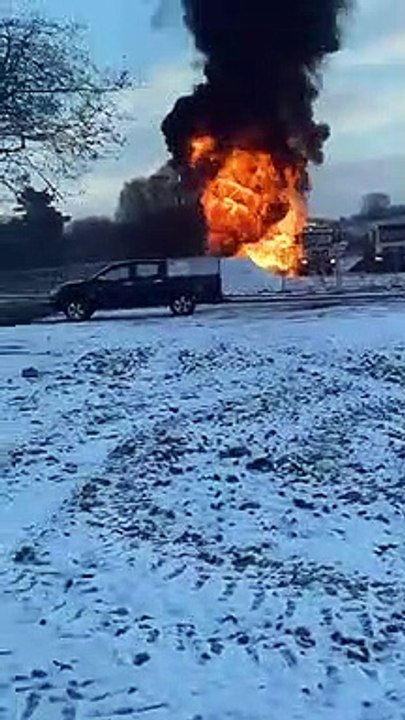 Truck Erupts into Large Blaze