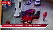 Aksaray'da akaryakıt istasyonunda otomobil alev aldı