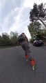 Person Rides Through Streets With Roller Skates