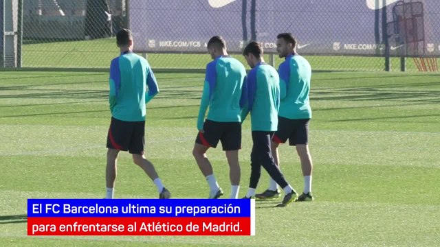 Dembelé, sin problemas, en el último entrenamiento del Barça antes de visitar al Atlético Madrid