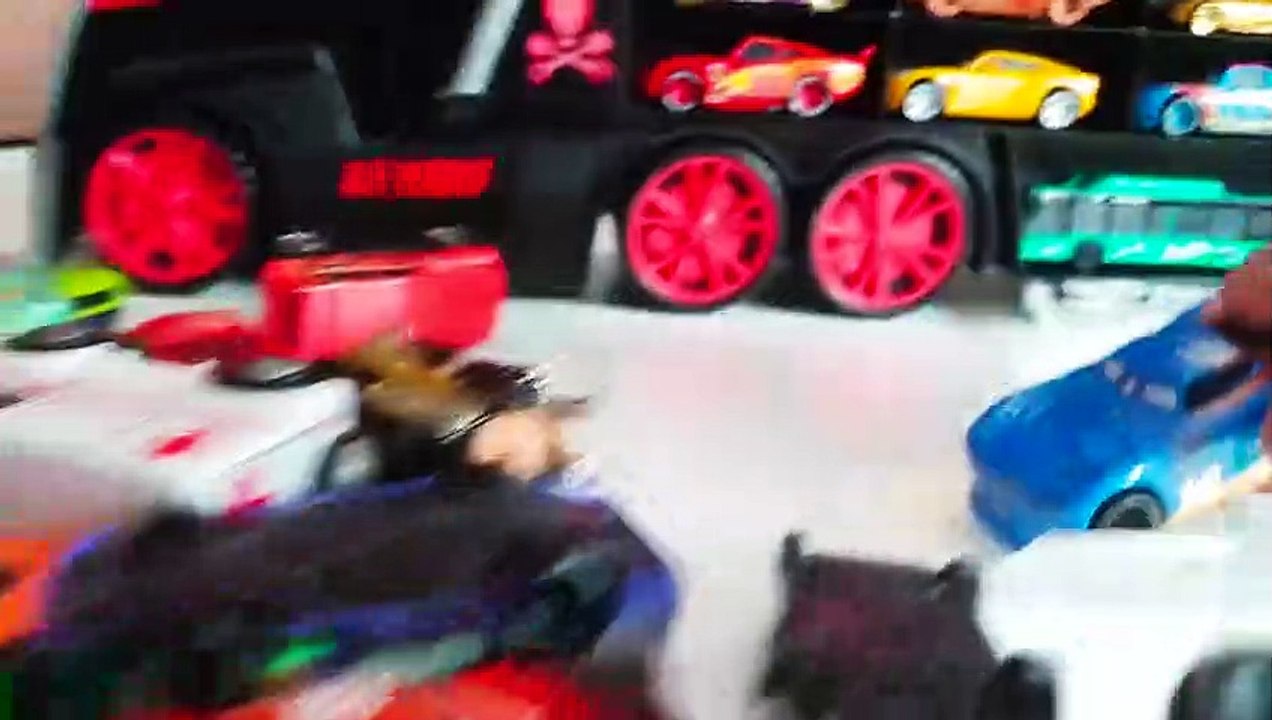 Toy Cars Transportation by Truck Hot Wheels Welly Disney Video for Kids