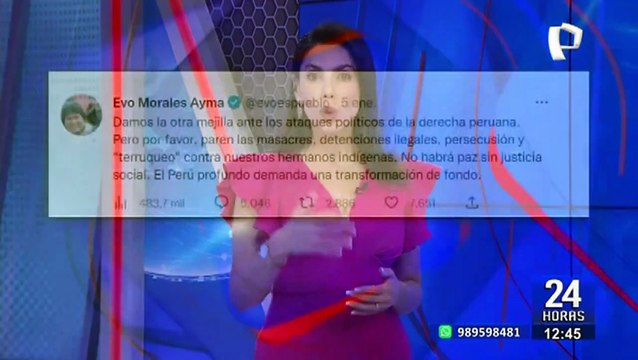 Evo Morales sobre Perú: “Damos la otra mejilla ante los ataques de la derecha peruana”