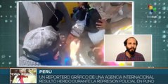 Policía peruana hiere a fotoperiodista durante manifestaciones populares