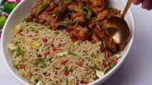 How to make Chicken Chilli Dry With Fried Rice - By Recipes of the world