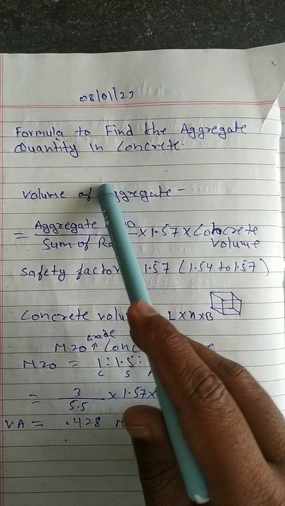 Formula to find the aggregate quantity in concrete