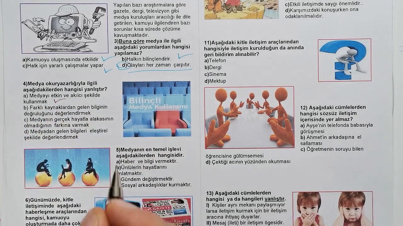 8.Sınıf Medya OKURYAZARLIĞI 1.Dönem 2.Yazılı Soruları ve Çözümü