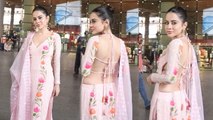 Urfi Javed Mumbai Airport पर Pink Suit आईं नजर,सादगी से जीता दिल Video Viral | *Entertainment