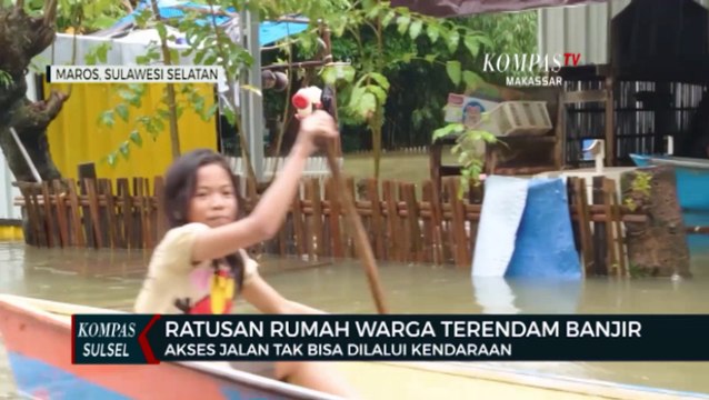 Rumah Warga Terendam Banjir, Akses Kendaraan Antar Kecamatan Marusu Maros Lumpuh