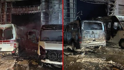 Kayseri'de oto servisinde çıkan yangında 10 araç kullanılamaz hale geldi