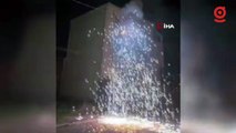 Arnavutköy'de bomba gibi patlayan elektrik telleri geceyi aydınlattı