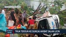 Truk Terjun Ke Sungai Akibat Jalan Licin