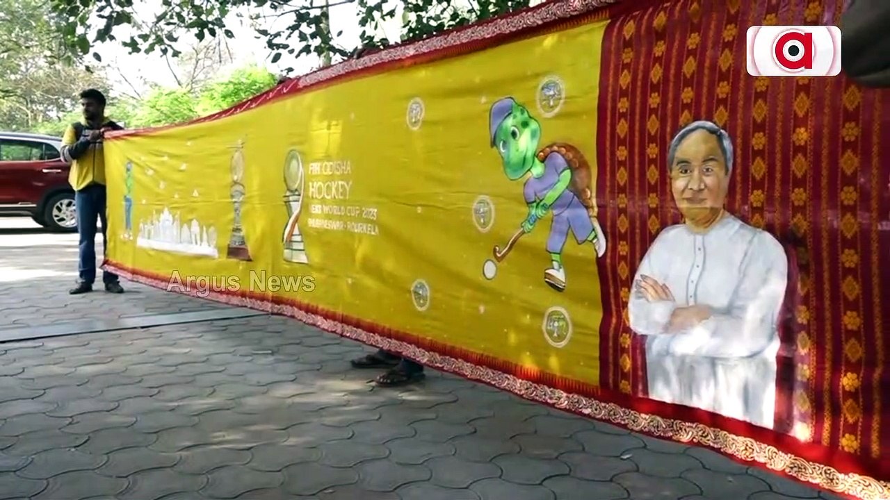 Woman Artist Paints Hockey World Cup Theme In Sambalpuri Saree
