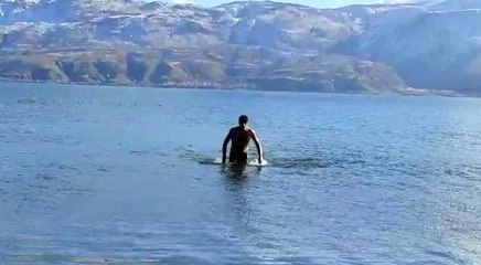 Eksi 5 derecede göle girdi